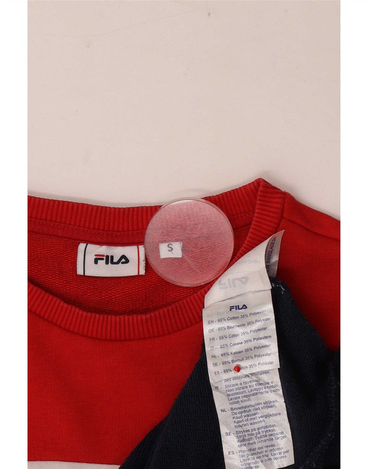 Fila Mujer Graphic Oversize Sudadera Jumper UK 10 Small Rojo Colorblock