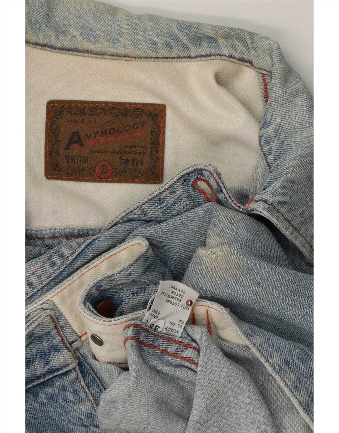 Chaqueta Vaquera Corta Mujer Benetton IT 48 XL Algodón Azul