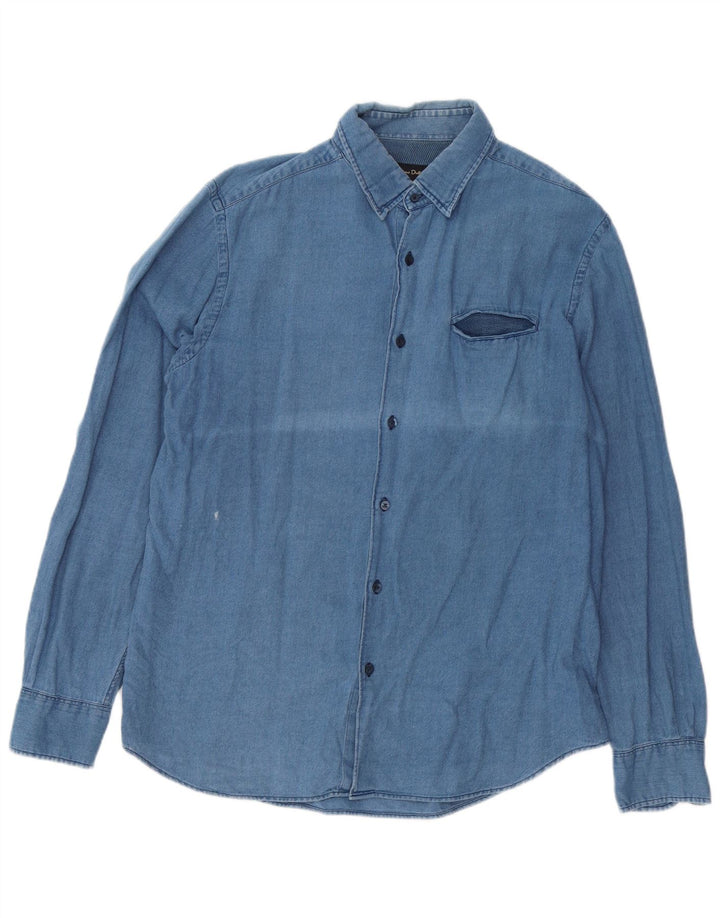 MASSIMO DUTTI Camisa Vaquera Hombre Azul Medio
