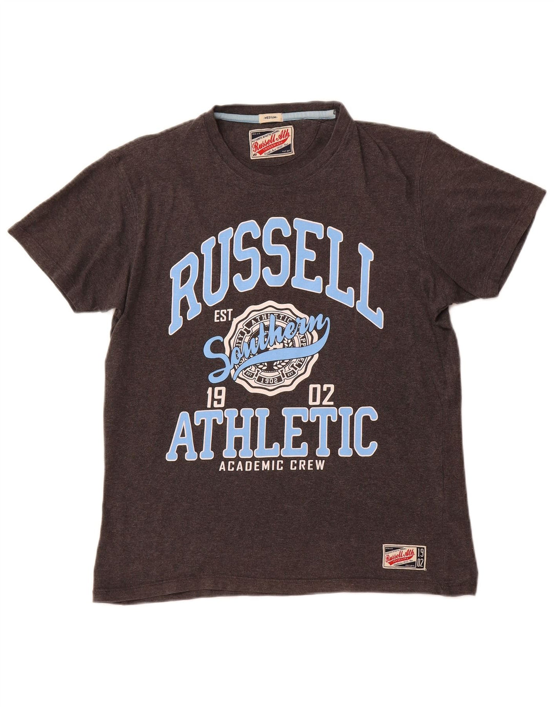 RUSSELL ATHLETIC Camiseta gráfica para hombre Top Algodón gris medio