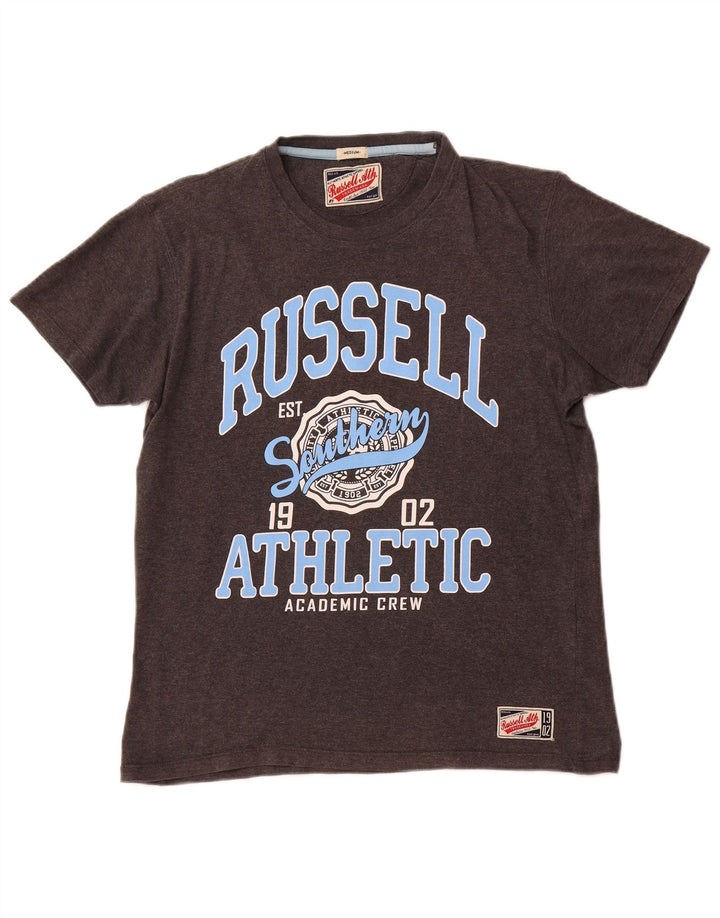RUSSELL ATHLETIC Camiseta gráfica para hombre Top Algodón gris medio