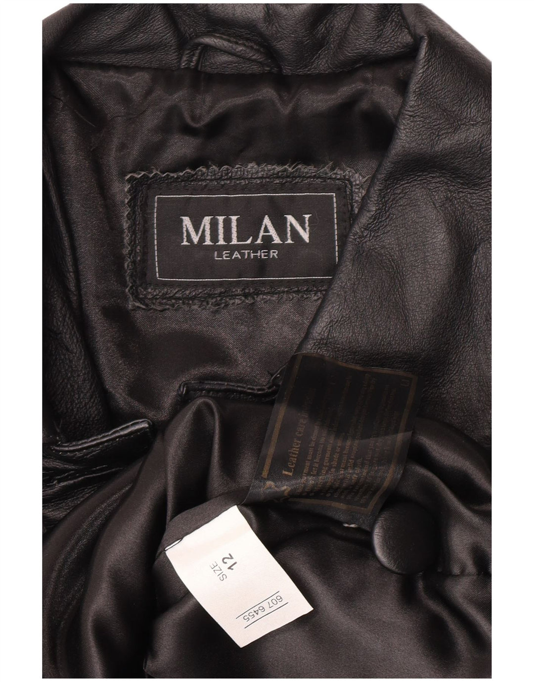 Vintage mujer cuero abrigo US 12 cuero floral negro grande