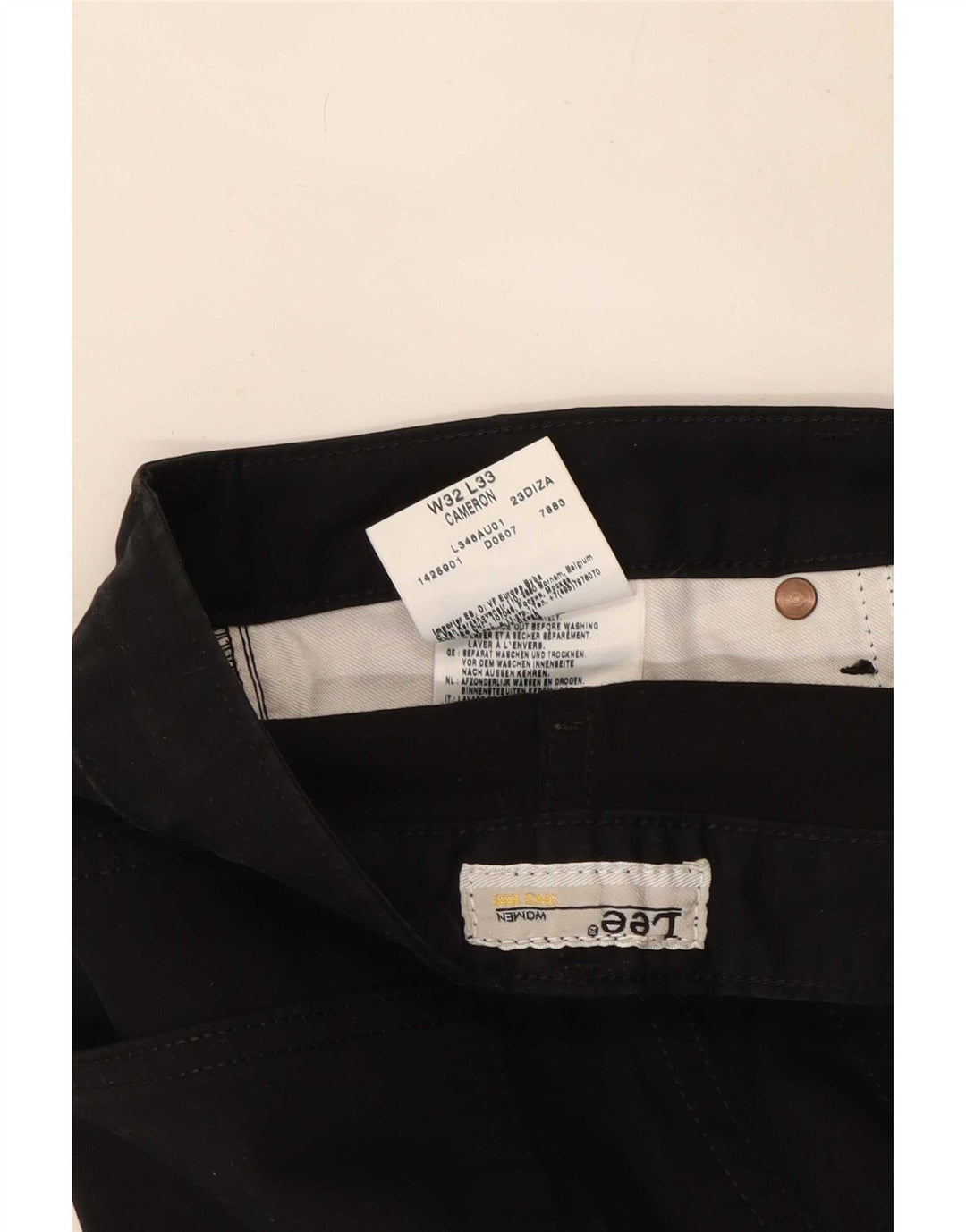 Lee Cameron Bootcut Pantalones Casuales para Mujer W32 L33 Algodón Negro