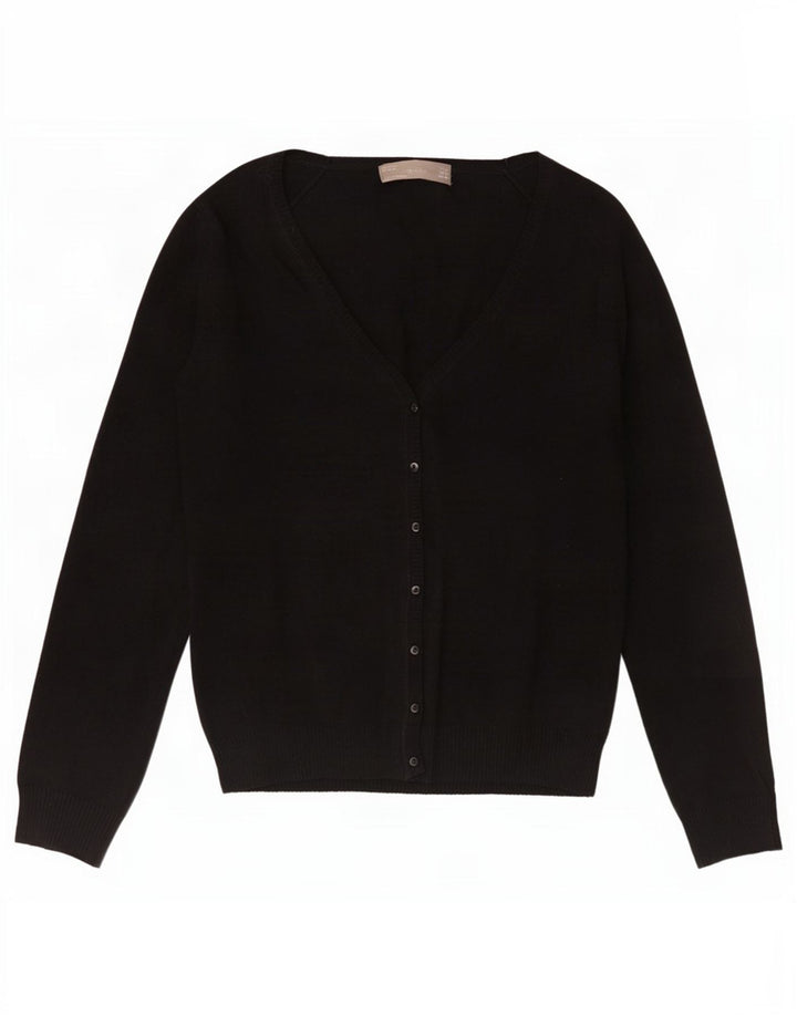 Zara Mujer Cárdigan Suéter UK 12 Mediano Negro Algodón