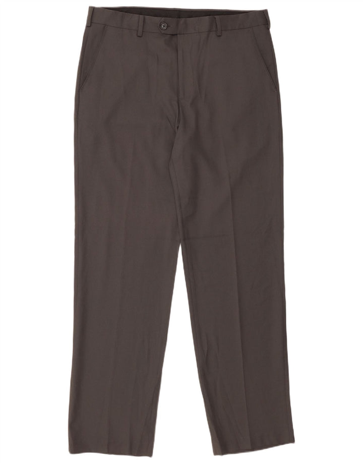 IZOD Pantalón de traje recto para hombre W34 L32 Poliéster gris