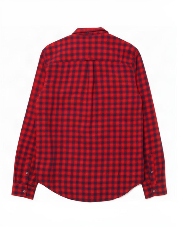 Superdry Camisa De Franela Mujer UK 40 Small Viscosa A Cuadros Rojos