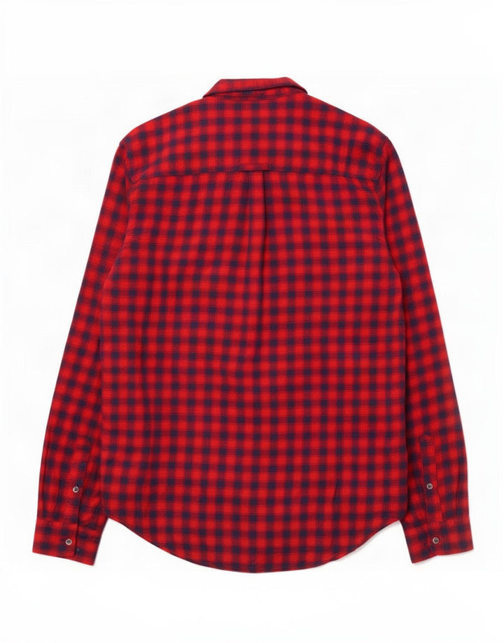 Superdry Camisa De Franela Mujer UK 40 Small Viscosa A Cuadros Rojos