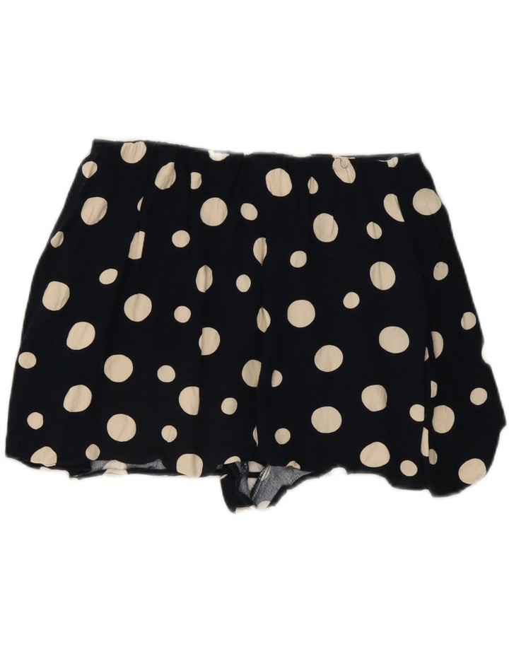 Zara Mujer Shorts Casuales Large W32 Viscosa De Lunares Negros