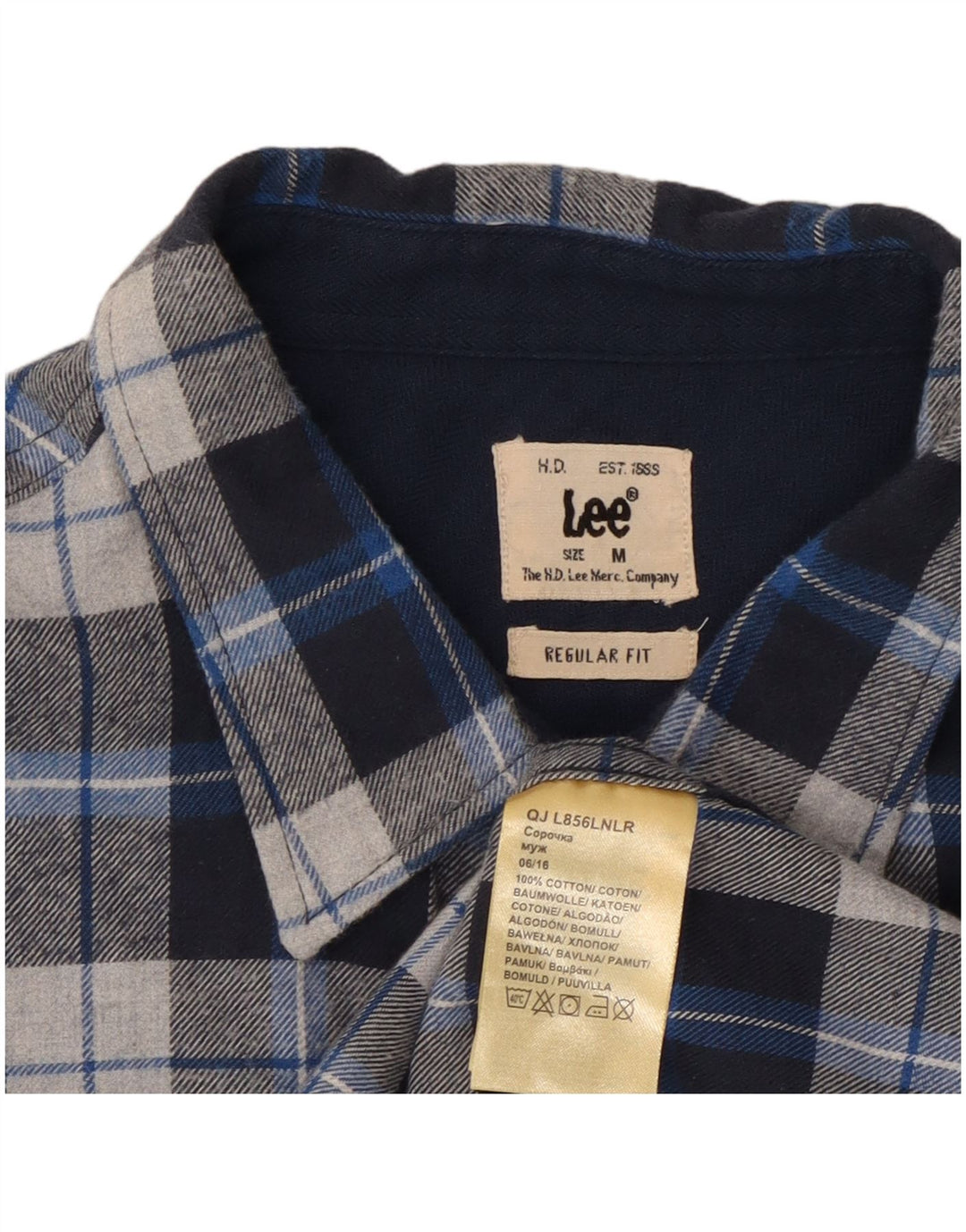 Camisa De Franela De Corte Regular De Algodón A Cuadros En Azul Medio Lee Hombre