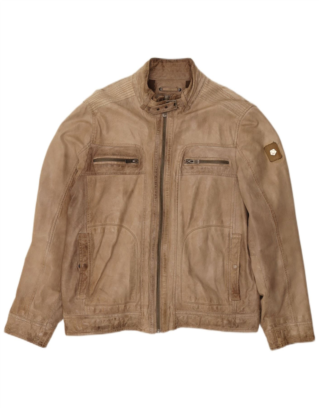 Milestone Chaqueta de cuero para hombre Cuero beige grande