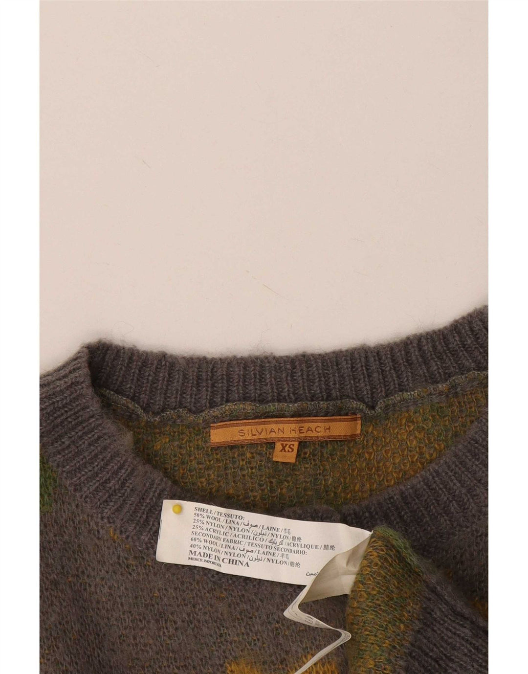 Silvian Heach Suéter tipo cárdigan con patrón abstracto para mujer UK 6 XS Gris
