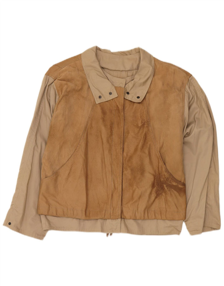 BELFE Chaqueta holgada para mujer IT 44 Cuero color block beige medio