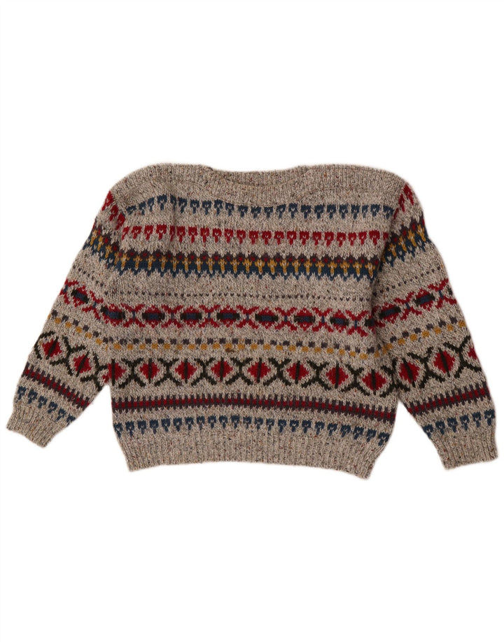 Mayon Suéter tipo jersey de gran tamaño con cuello barco para mujer EU 38 Gris medio Fair Isle