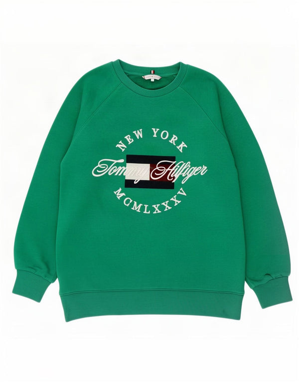 Tommy Hilfiger Hombre Sudadera Gráfica Jumper Small Algodón Verde