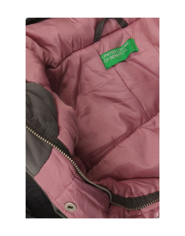 Benetton Abrigo Acolchado Con Capucha Para Mujer UK 44 Grande Gris