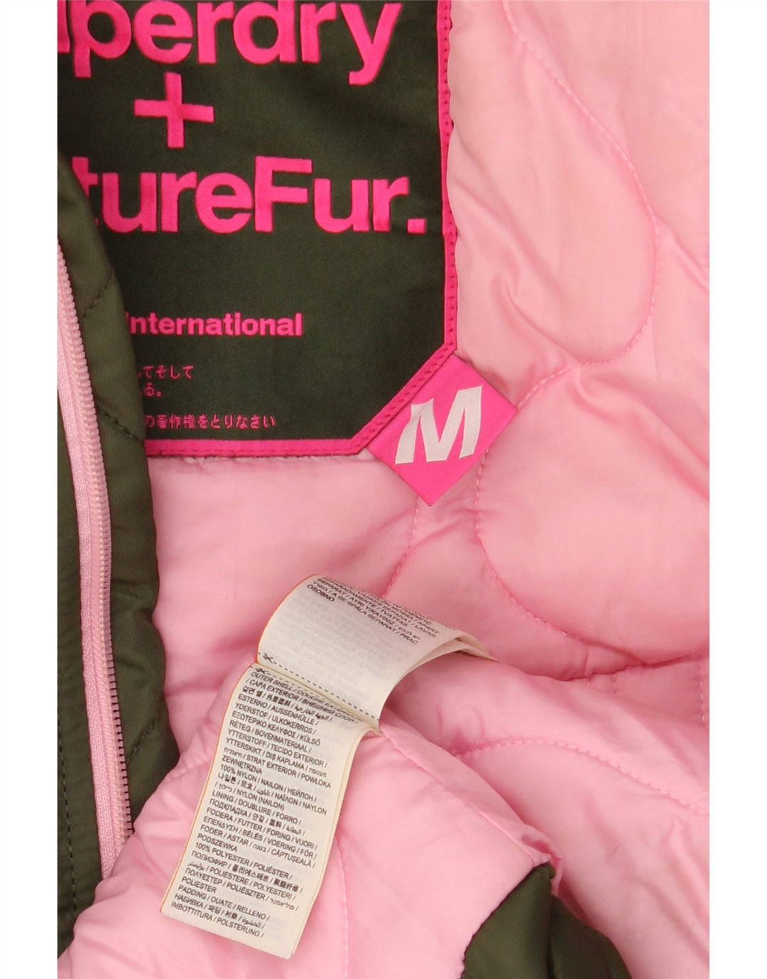 SUPERDRY Chaqueta parka con capucha para mujer UK 44 Medium Khaki Nylon