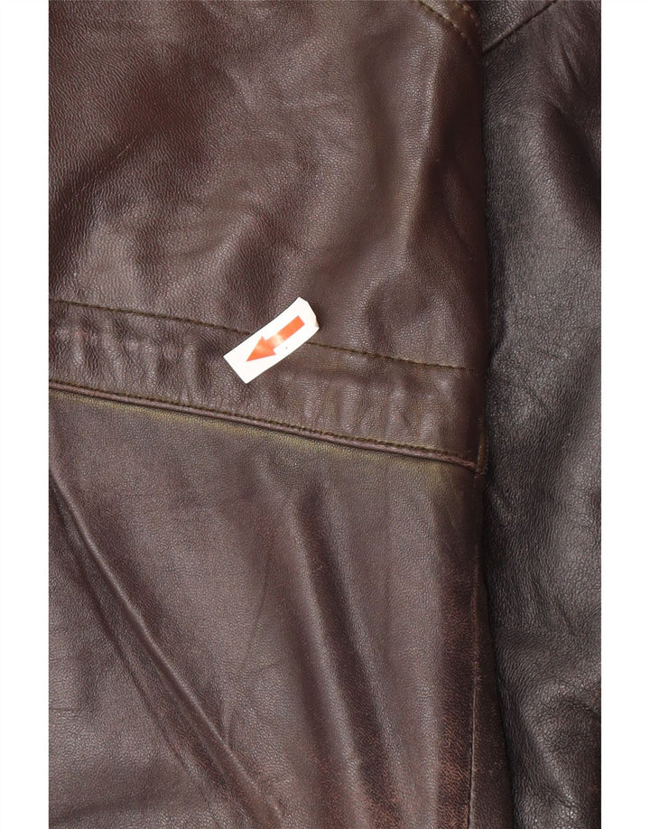 Vintage chaqueta de cuero para hombre Reino Unido 44 2XL cuero negro