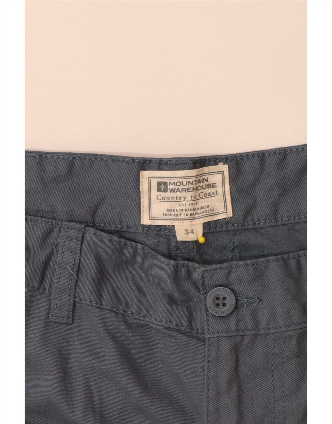 Pantalones cortos tipo cargo para hombre Mountain Warehouse W34 Algodón azul marino grande