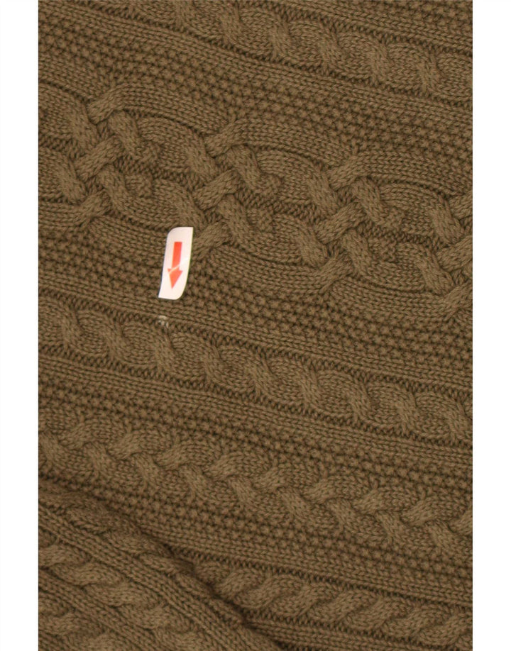 Vintage hombres rollo cuello jersey suéter medio verde algodón