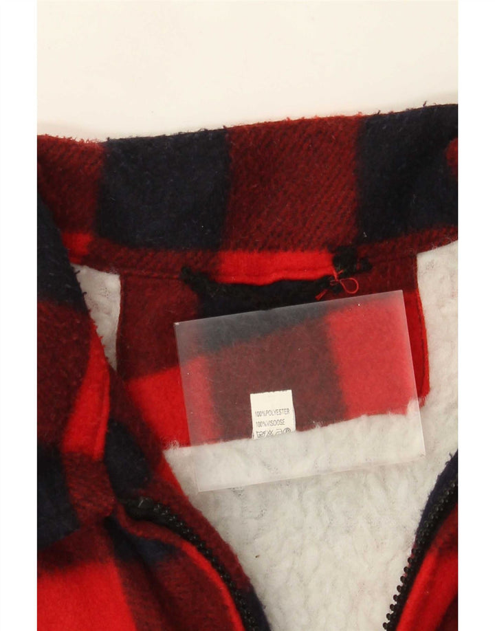 Vintage hombres polar leñador camisa grande rojo gingham poliéster