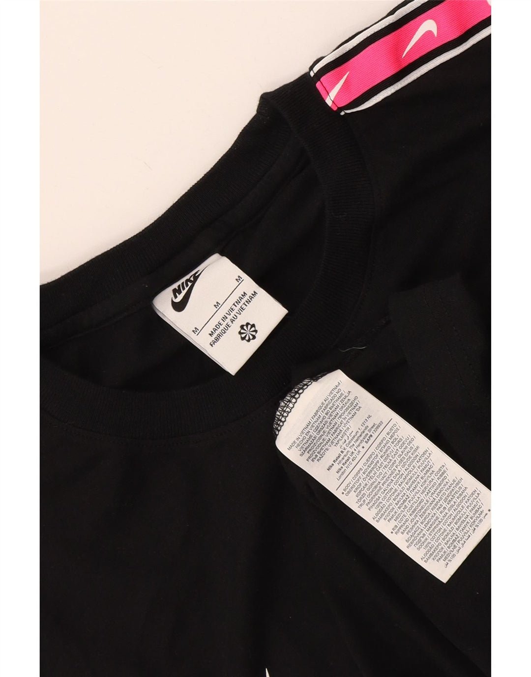 Nike Camiseta gráfica para hombre Top mediano negro de algodón con bloques de color