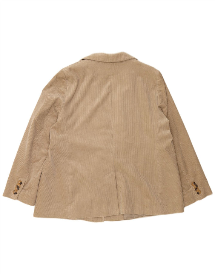 JAEGER Chaqueta tipo blazer de pana con 1 botón para mujer UK 20 2XL Algodón beige