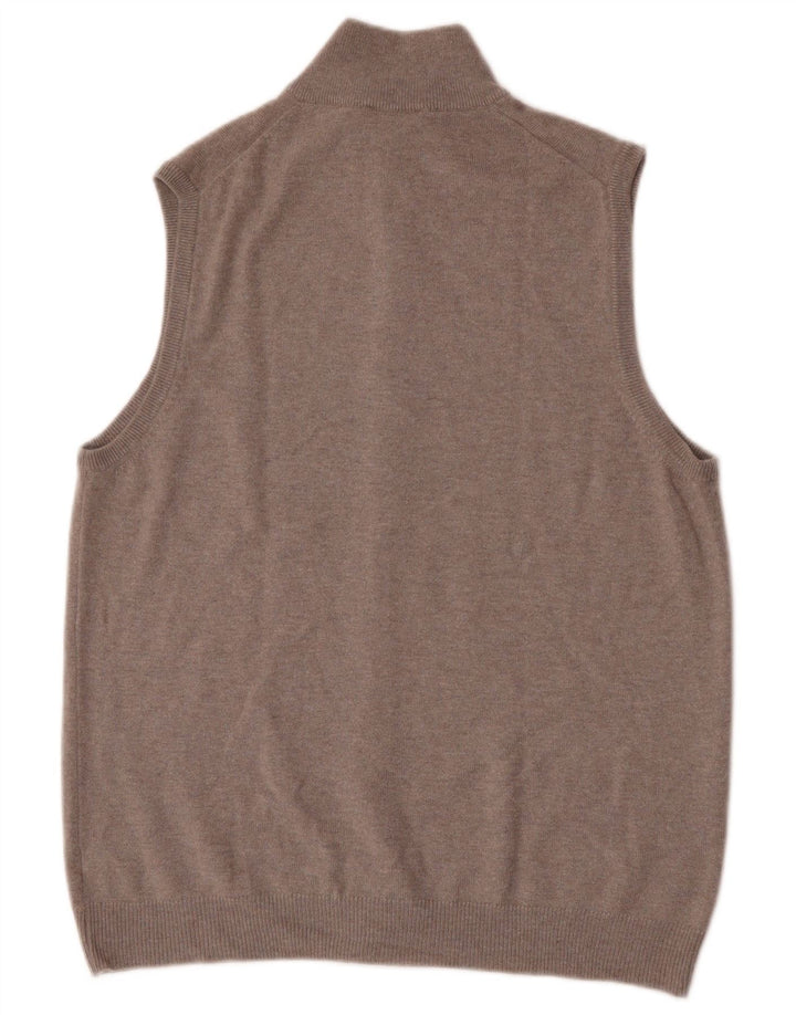 Vintage hombres sin mangas Cardigan suéter medio gris lana