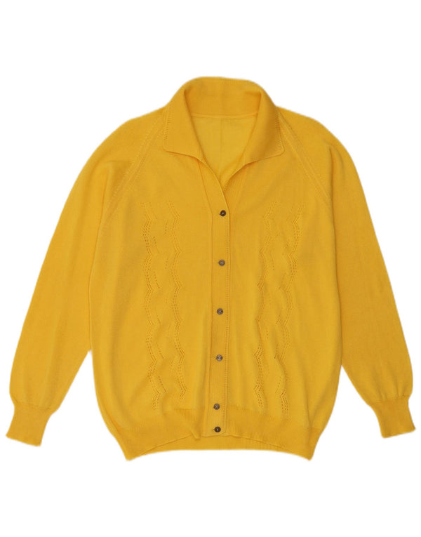 Vintage mujer slim fit cardigan suéter IT 52 2XL amarillo