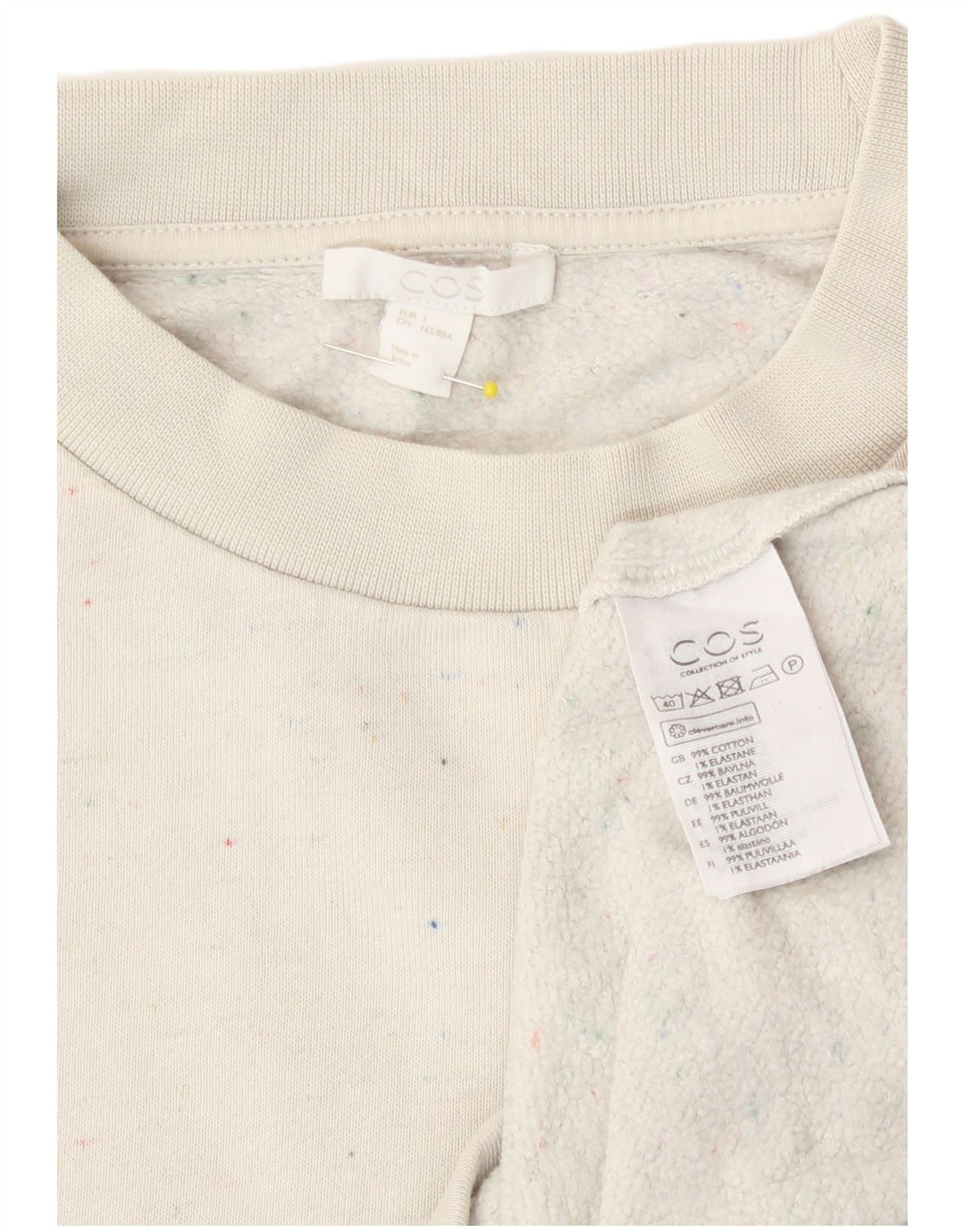 Cos - Sudadera extragrande para mujer, talla 10, algodón moteado blanco pequeño
