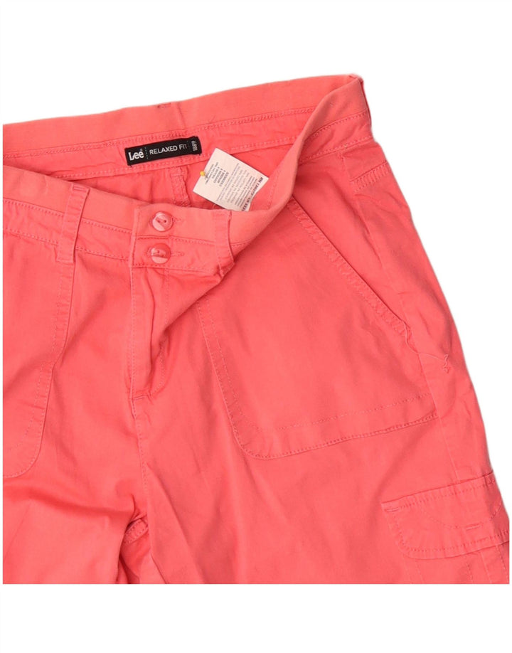 Lee pantalones cortos cargo de ajuste relajado para mujer US 6 mediano W30 algodón rojo