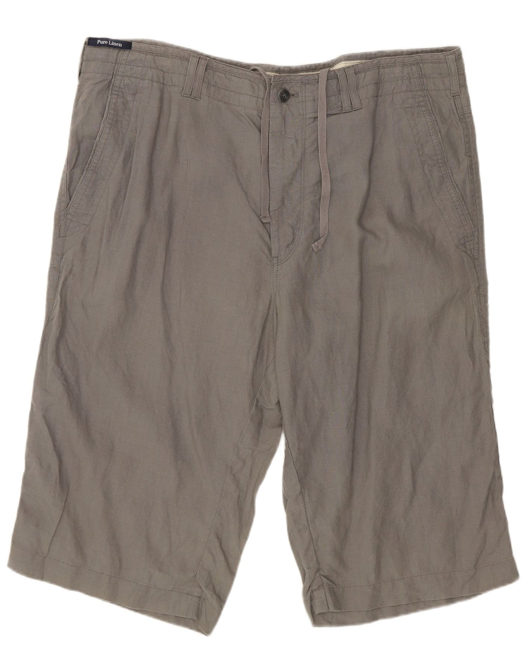 Marks & Spencer Pantalones cortos chinos para hombre W38 XL Lino gris