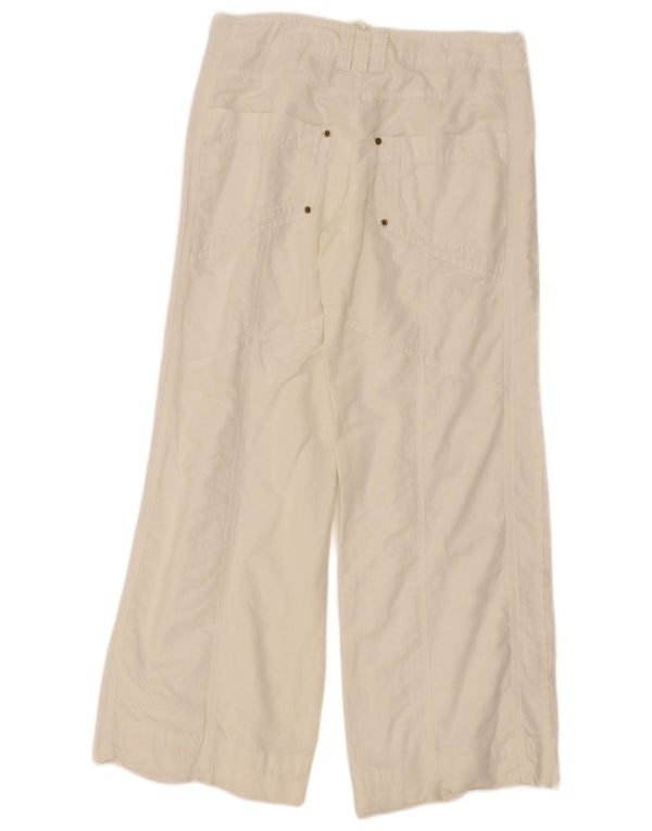 Mexx Pantalones chinos de pierna ancha para mujer UK 14 Large W34 L31 White Linen