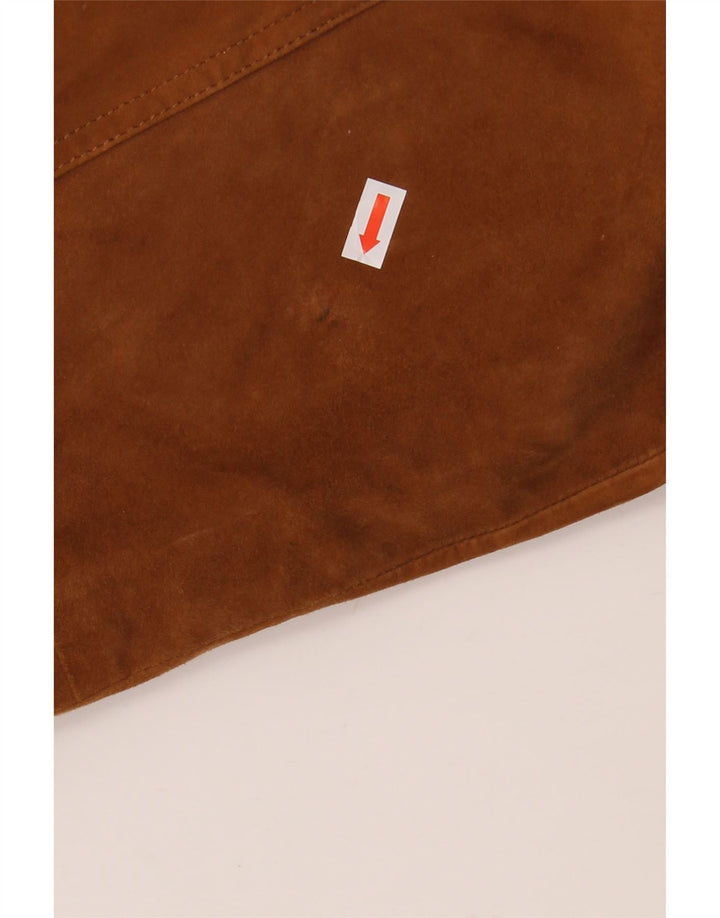 VINTAGE Chaqueta bomber de ante para hombre IT 58 4XL Cuero marrón