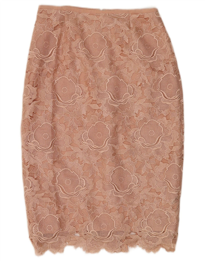 Ted Baker Falda lápiz midi para mujer talla 2 pequeña W26 poliéster floral rosa