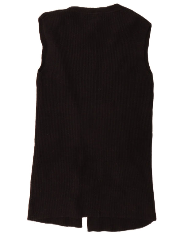Fat Face Suéter Cárdigan Abierto Largo Sin Mangas para Mujer UK 6 XS Negro