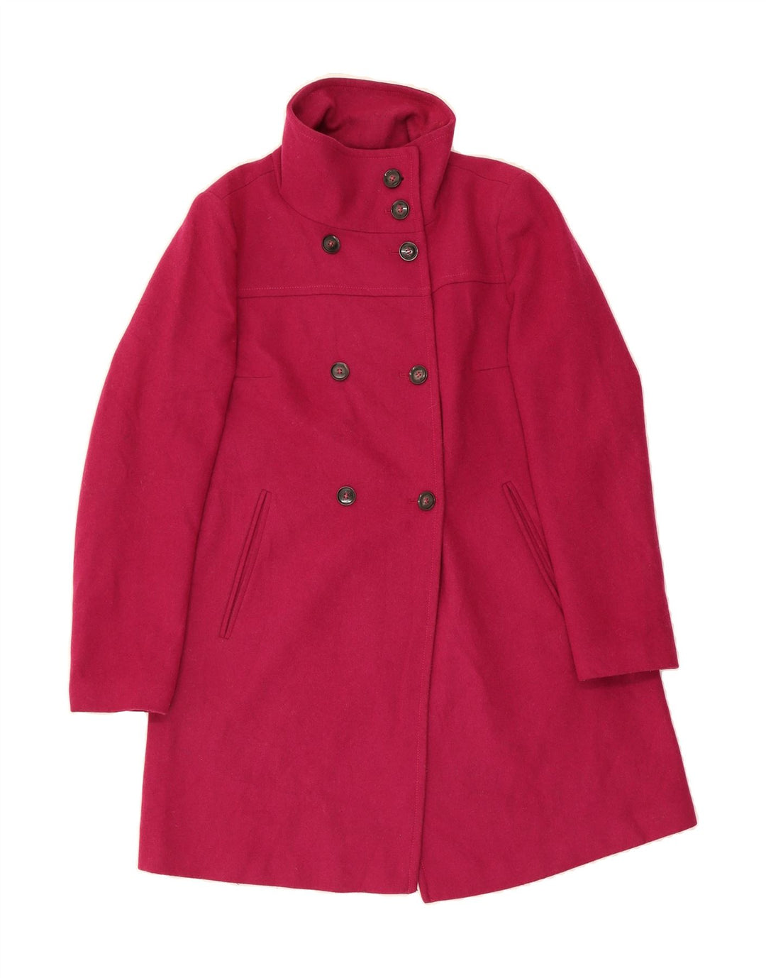 BENETTON Womens Double Breasted Coat UK 12 Medium  Burgundy Wool Vintage Benetton and Second-Hand Benetton from Messina Hembry 