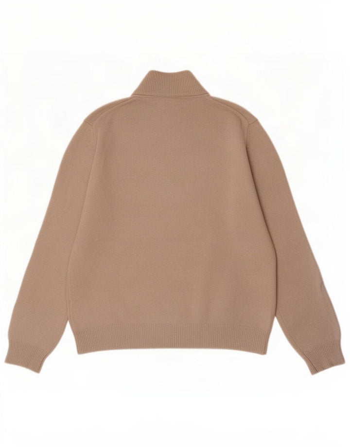 Henry Cottons - Jersey para hombre con cuello y cremallera, talla grande, lana virgen beige