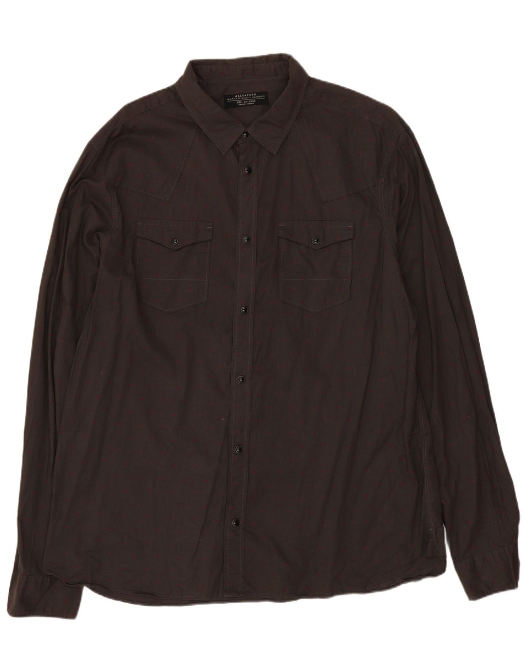 Camisa All Saints Hombre 2XL Algodón Manchado Gris