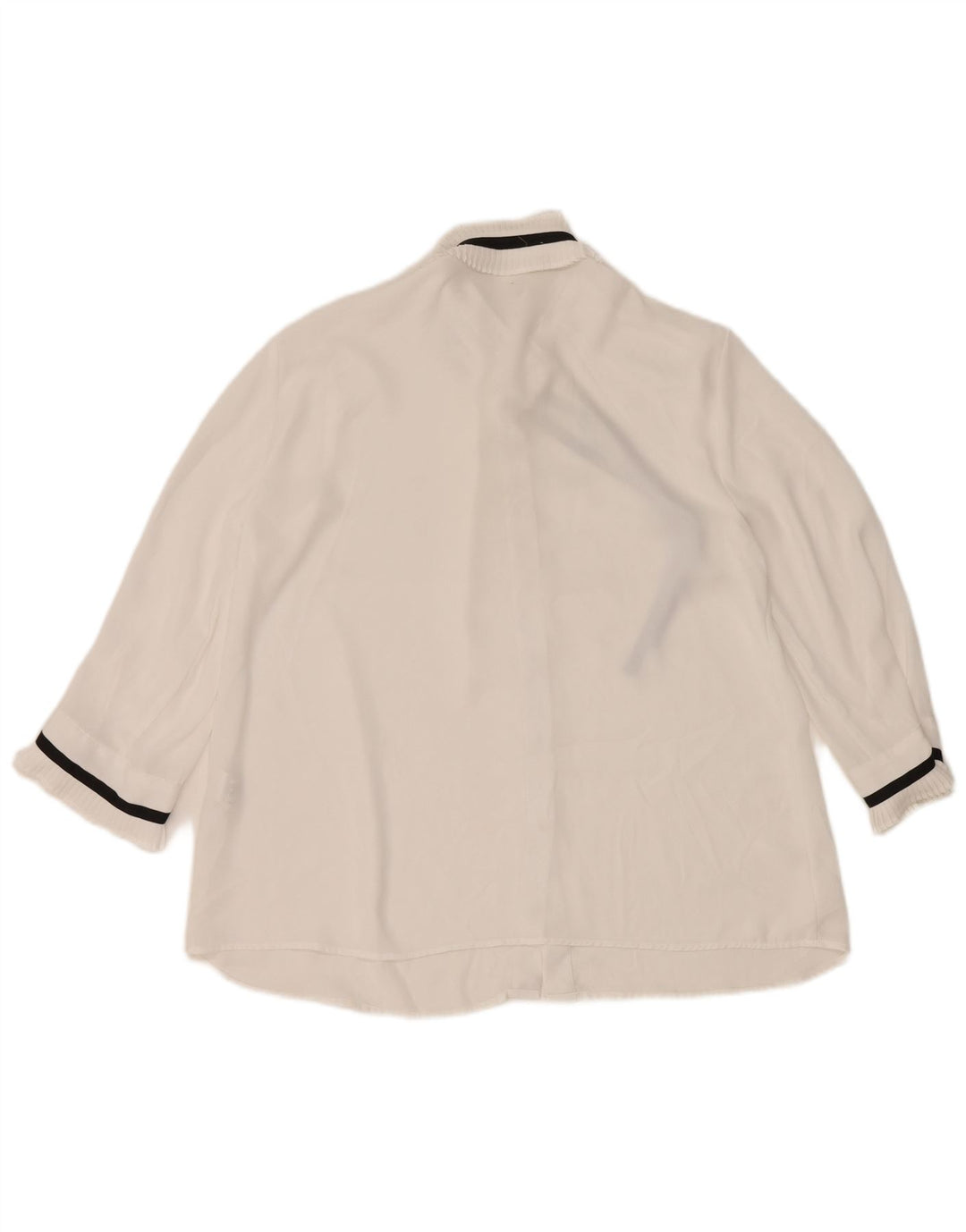 Zara Blusa Camisa Manga 3/4 Mujer UK 44 Mediano Blanco Poliéster