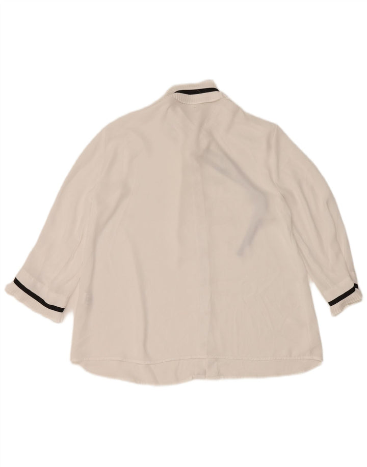 Zara Blusa Camisa Manga 3/4 Mujer UK 44 Mediano Blanco Poliéster