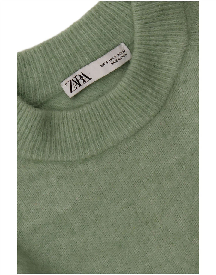 Zara Mujer Suéter De Cuello Redondo De Gran Tamaño UK 10 Small Verde