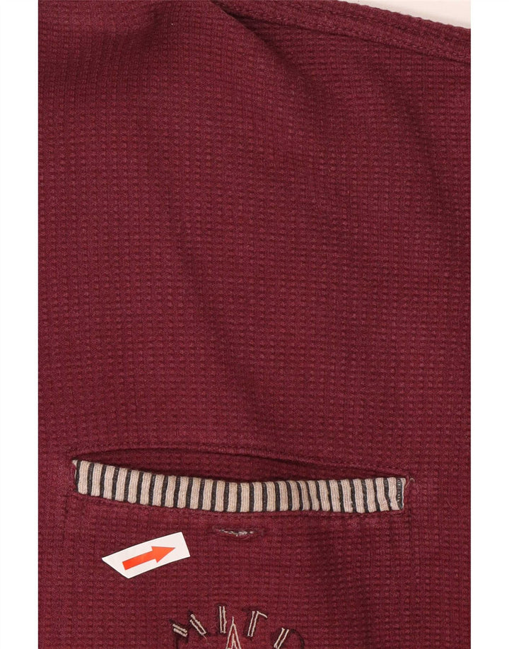 Mito Sudadera con cuello polo para hombre Jumper Medium Burgundy