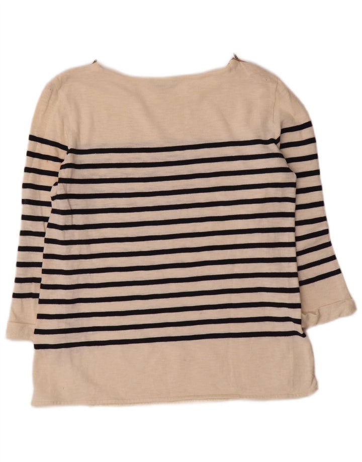 Massimo Dutti Top Mujer Manga 3/4 UK 40 Medio Algodón Rayas Blanco Roto