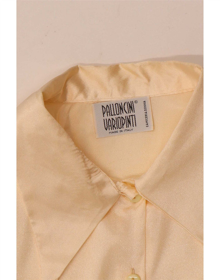 Vintage mujer camisa blusa Reino Unido 14 Medio Beige