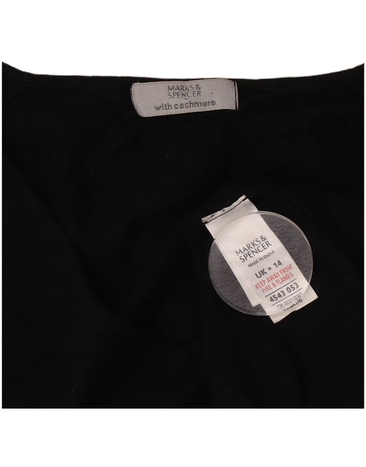 Marks & Spencer Suéter corto con cuello en V para mujer UK 44 Mediano Negro