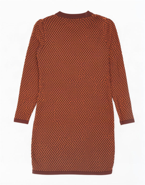 Cos Vestido tipo jersey de manga larga para mujer UK 6 XS Algodón geométrico marrón