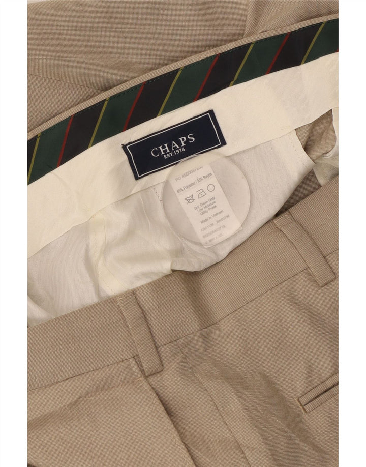 CHAPS Pantalón de traje recto para hombre W36 L32 Poliéster beige