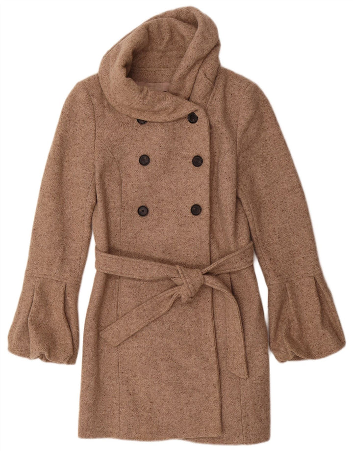 Zara Mujer Abrigo Cruzado UK 42 Medio Beige Moteado