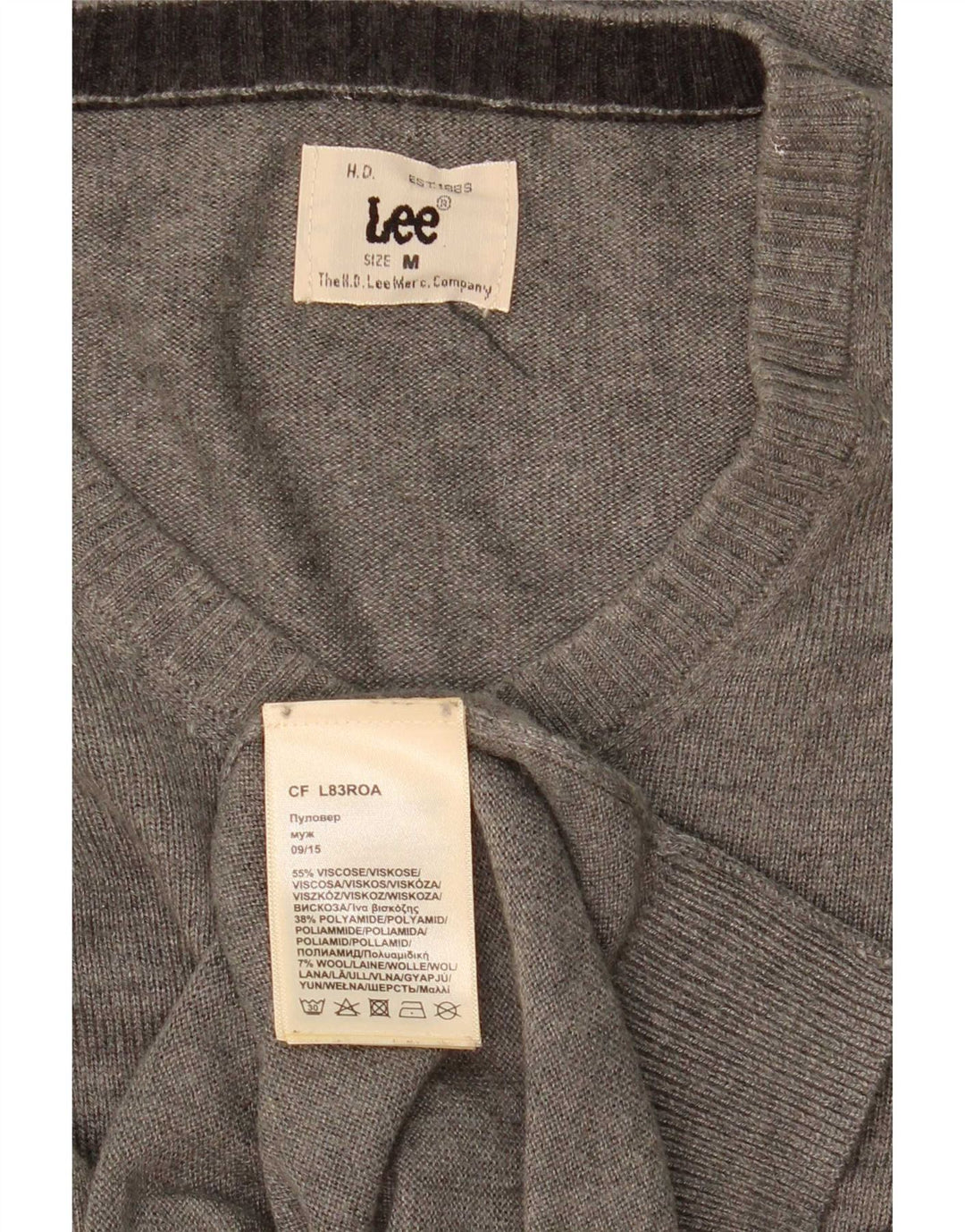Lee Hombre Jersey Con Cuello En V De Viscosa Moteada Gris Medio