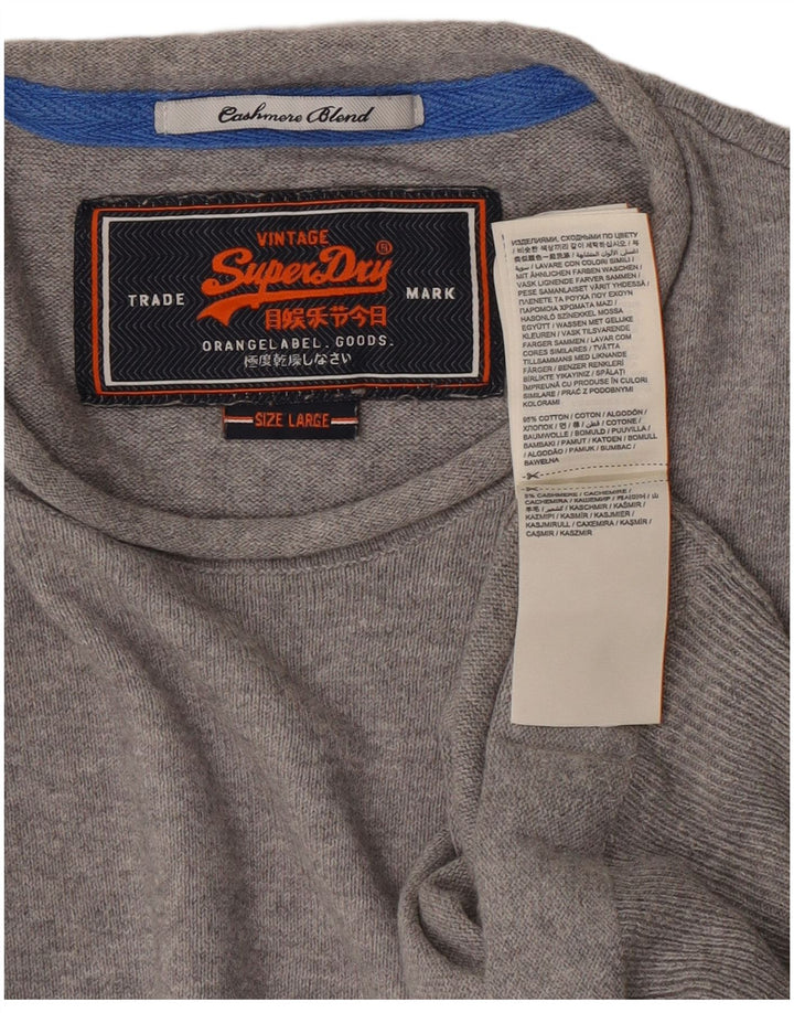 Superdry Jersey De Cuello Redondo Para Hombre Jersey De Algodón Gris Grande